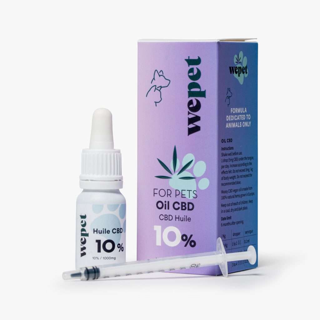 Huile de CBD 10% pour animaux WEPET : un apport fort en CBD